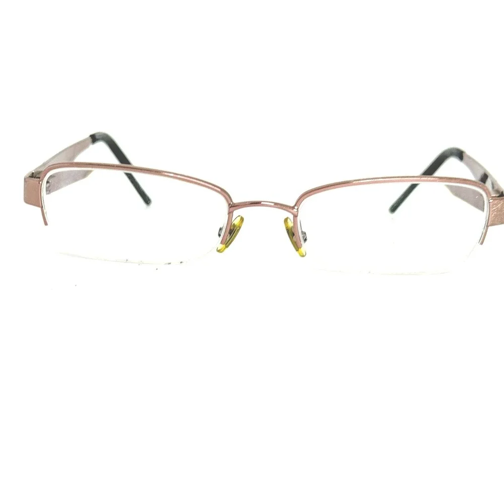 Gucci Womens Rectangular Half Rim Eyeglasses Brown Strass Crystal GG 22348